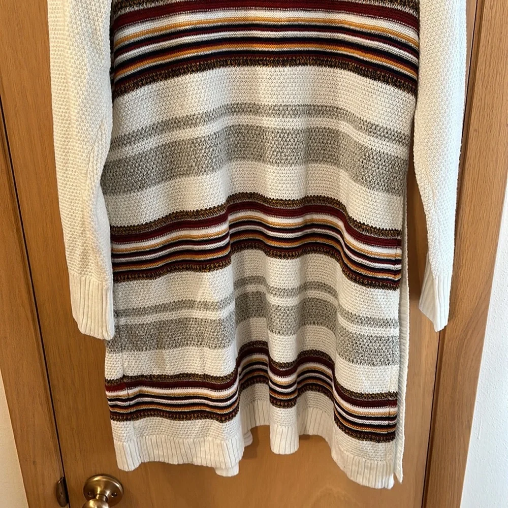 Torrid Ivory Stripe Shawl Knit Cardigan Sweater Open Front Pockets Plus Size 1